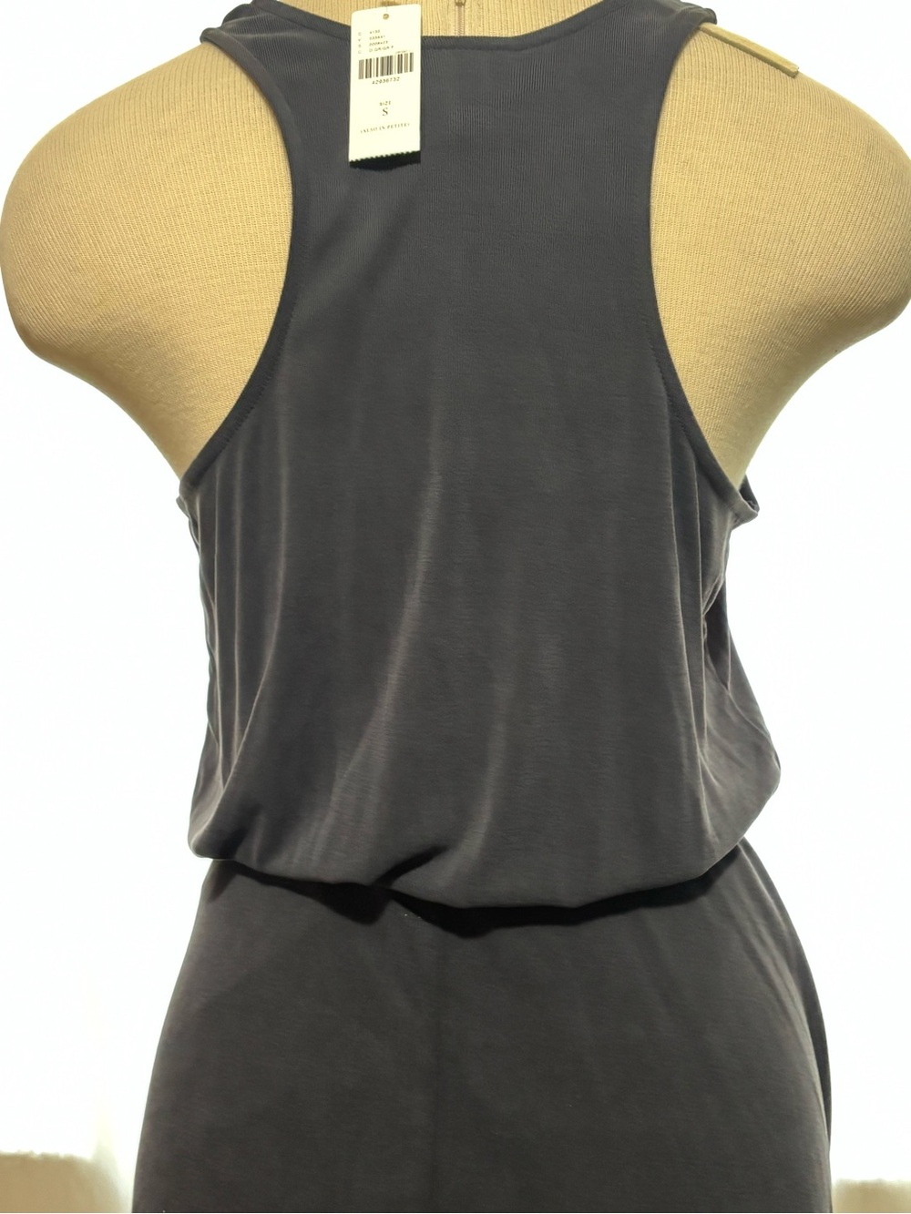 Anthropologie Sleeveless Ruched Tank Dress - Charcoal Gray Modal size S - Picture 7 of 13